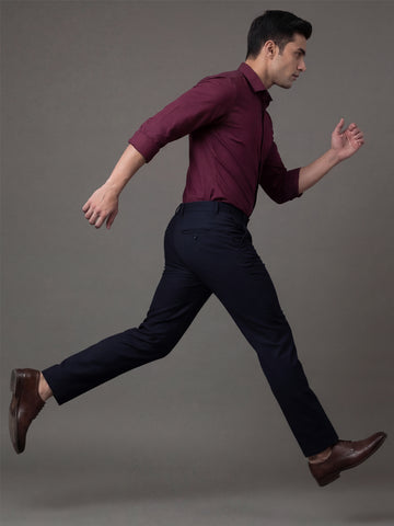Wrinkle Free 4-Way Stretch Solid Formal Pants
