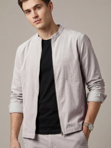 Men's LightGrey 2-Way Stretch  Casual  Shacket