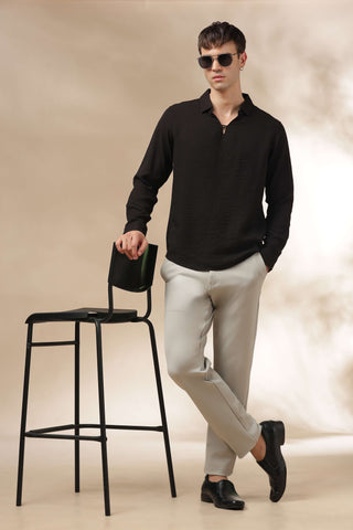 Men's Black Breathable Non-Iron Smart Casual Shirt
