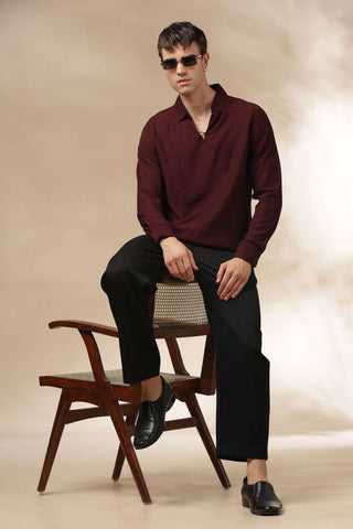 Men's Burgundy Breathable Non-Iron Smart Casual Shirt