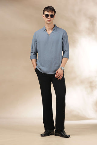 Men's Blue Breathable Non-Iron Smart Casual Shirt