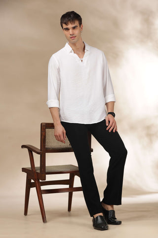 Men's White Breathable Non-Iron Smart Casual Shirt