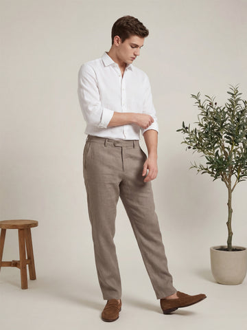 Linen Blend Breathable Solid Smart Casual Shirt