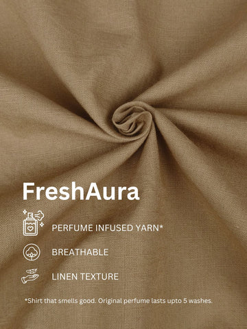 FreshAura: Perfume Finish Cotton Linen Solid Formal Shirt