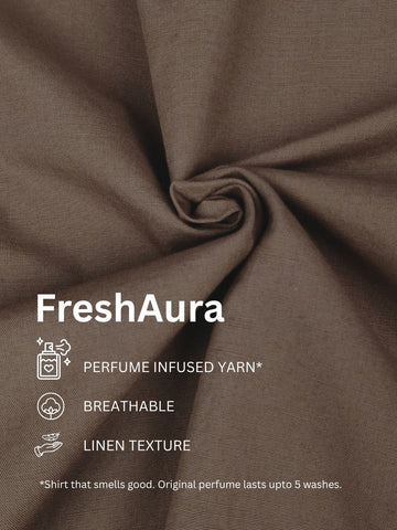 FreshAura: Perfume Finish Cotton Linen Solid Formal Shirt