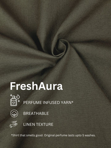 FreshAura: Perfume Finish Cotton Linen Solid Formal Shirt