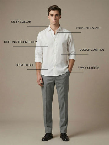 Penta-ProWeave: Rare Linen Blend 2-Way Stretch Solid Smart Casual Shirt