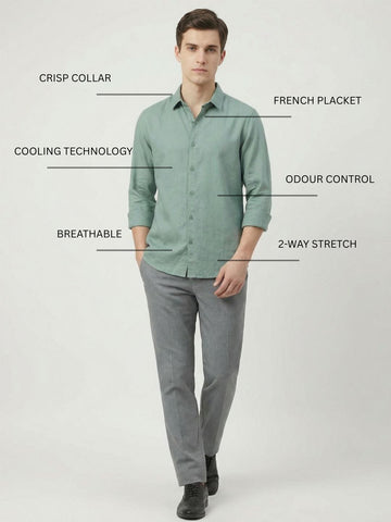 Penta-ProWeave: Rare Linen Blend 2-Way Stretch Solid Smart Casual Shirt