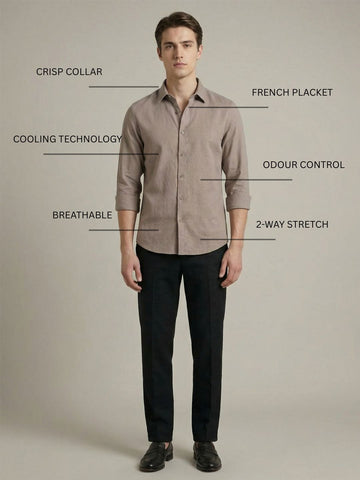 Penta-ProWeave: Rare Linen Blend 2-Way Stretch Solid Smart Casual Shirt