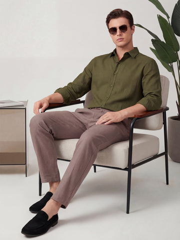 Linen Blend Breathable Solid Smart Casual Shirt