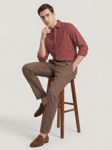 Linen Blend Breathable Solid Smart Casual Shirt