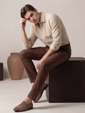 Linen Blend Breathable Solid Smart Casual Shirt