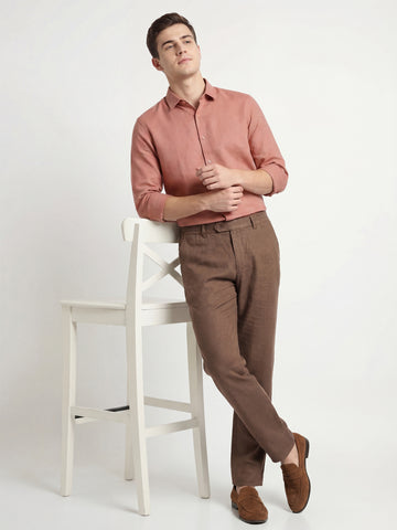 Linen Blend Breathable Solid Smart Casual Shirt
