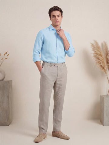 Linen Blend Breathable Solid Smart Casual Shirt