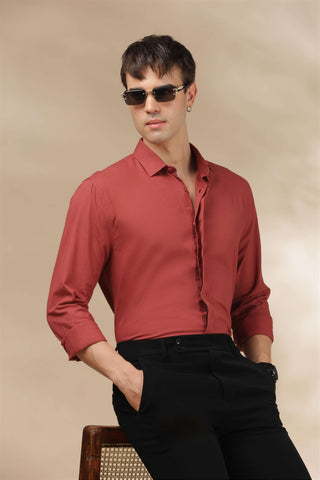 Men's BurntOrange Solid Breathable Perfume-Finish Shirt