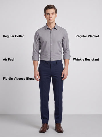 HE SPOKE Men's Grey Solid Regular Fit Shirt