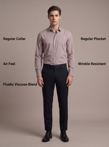 HE SPOKE Men's Taupe Solid Regular Fit Shirt