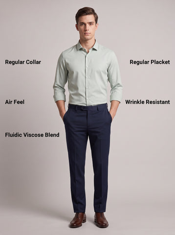 HE SPOKE Men's Pastel Green Solid Regular Fit Shirt