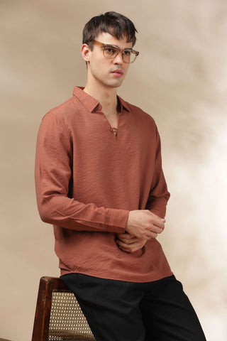 Men's BurntOrange Breathable Non-Iron Smart Casual Shirt