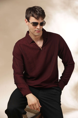 Men's Burgundy Breathable Non-Iron Smart Casual Shirt