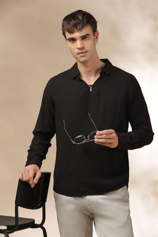 Men's Black Breathable Non-Iron Smart Casual Shirt