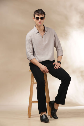 Men's LightGrey Breathable Non-Iron Smart Casual Shirt