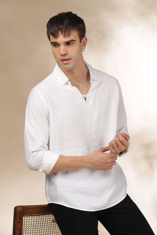 Men's White Breathable Non-Iron Smart Casual Shirt