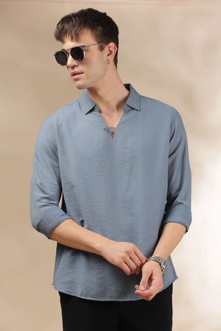 Men's Blue Breathable Non-Iron Smart Casual Shirt