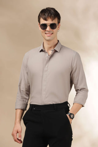 Men's LightGrey Solid Breathable Perfume-Finish Shirt