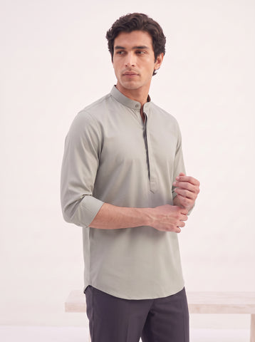 Men's Satin 2-Way Stretch Solid Ethnic Kurta