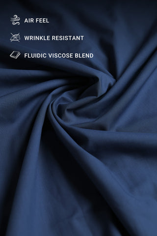 HE SPOKE Men's Indigo Blue Solid Regular Fit Shirt