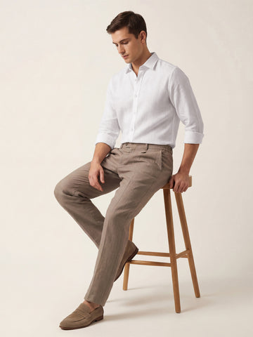 Linen Blend Breathable Solid Smart Casual Shirt