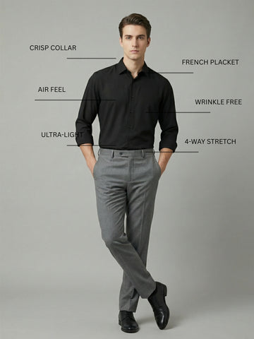 AirX: Wrinkle Free 4-Way Stretch Solid Formal Shirt
