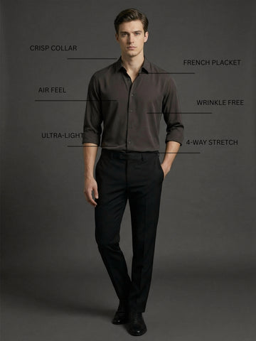 AirX: Wrinkle Free 4-Way Stretch Solid Formal Shirt