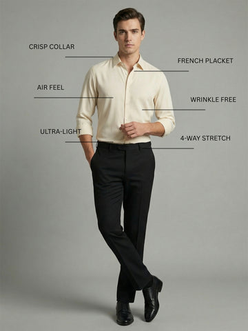 AirX: Wrinkle Free 4-Way Stretch Solid Formal Shirt