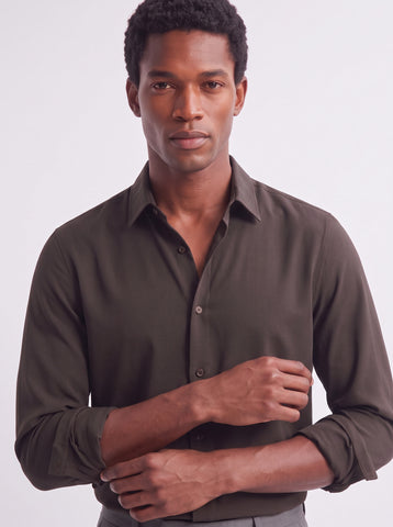 Solid Non-Iron Fluidic Coffee Shirt