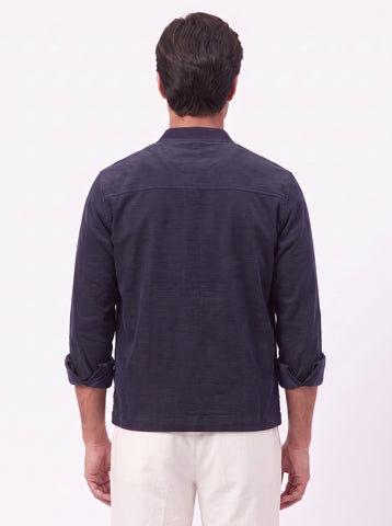 Solid Micro Corduroy Stretch Navy Shacket