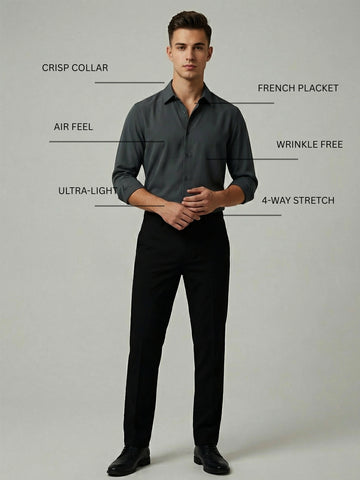 AirX: Wrinkle Free 4-Way Stretch Solid Formal Shirt