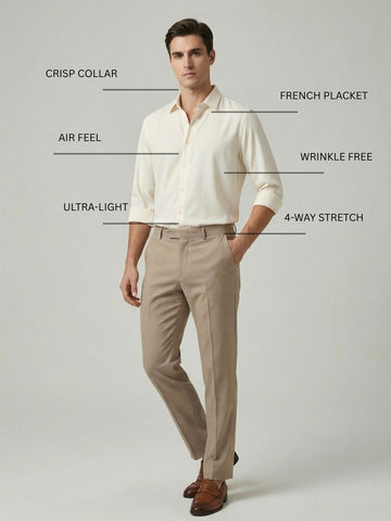 AirX: Wrinkle Free 4-Way Stretch Solid Formal Shirt