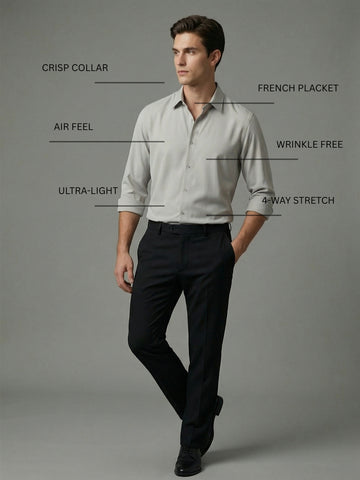 AirX: Wrinkle Free 4-Way Stretch Solid Formal Shirt