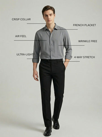 AirX: Wrinkle Free 4-Way Stretch Solid Formal Shirt