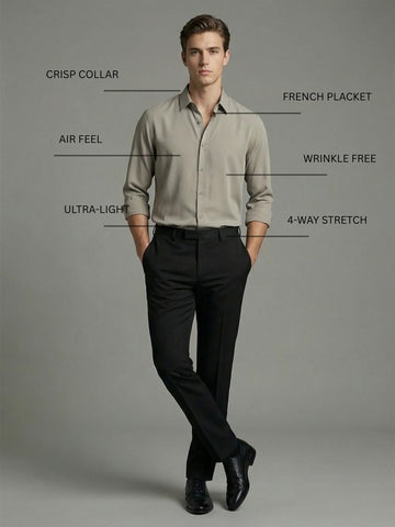 AirX: Wrinkle Free 4-Way Stretch Solid Formal Shirt