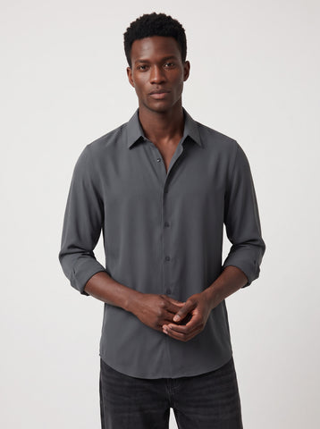 Men's  Wrinkle Free 4-Way Stretch Solid Formal Shirt