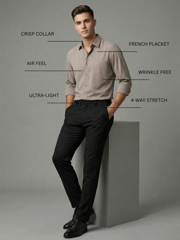 AirX: Wrinkle Free 4-Way Stretch Solid Formal Shirt