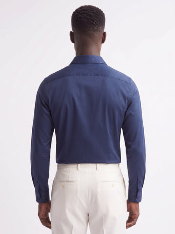 Men's Cotton Satin 2-Way Stretch Solid Party Shirt