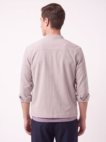 Solid Micro Corduroy Stretch Light Grey Shacket