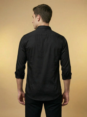 SatinPro-Lite: Satin 2-Way Stretch Abstract Foil Printed Party Shirt