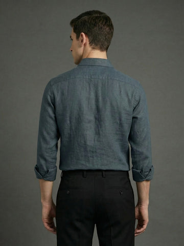 FreshAura: Perfume Finish Cotton Linen Solid Formal Shirt