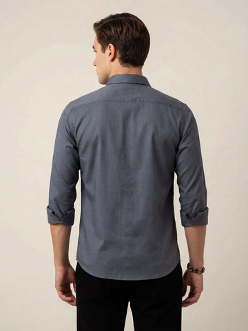 SatinPro-Max: Cotton Satin 2-Way Stretch Geometric Foil Printed Party Shirt