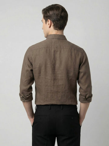 FreshAura: Perfume Finish Cotton Linen Solid Formal Shirt